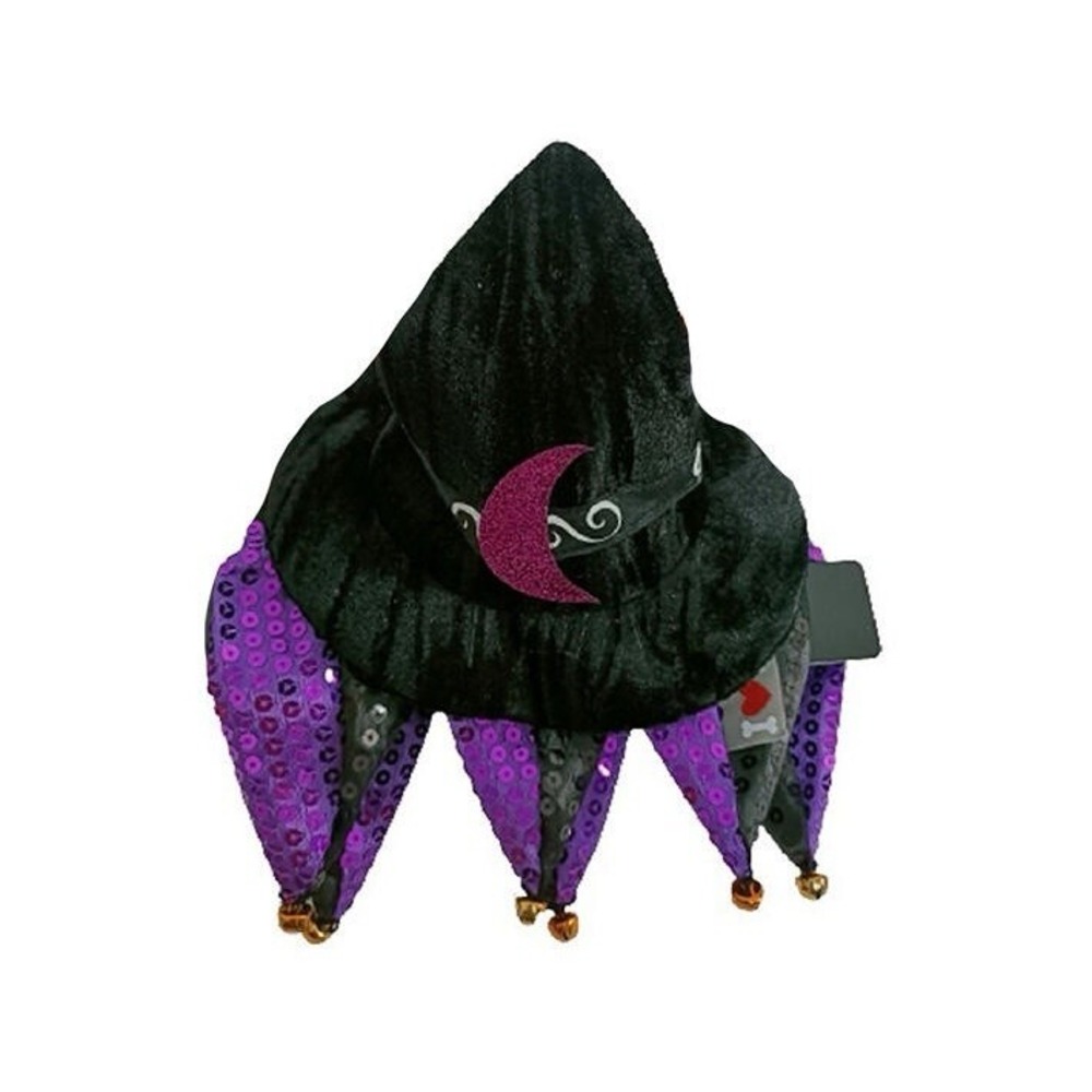 Pet Medium/Large Black Halloween Witch Hat & Stretch Collar Set